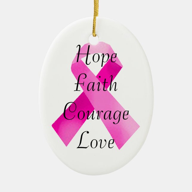 Pink Ribbon Faith Oval Ornament (Front)