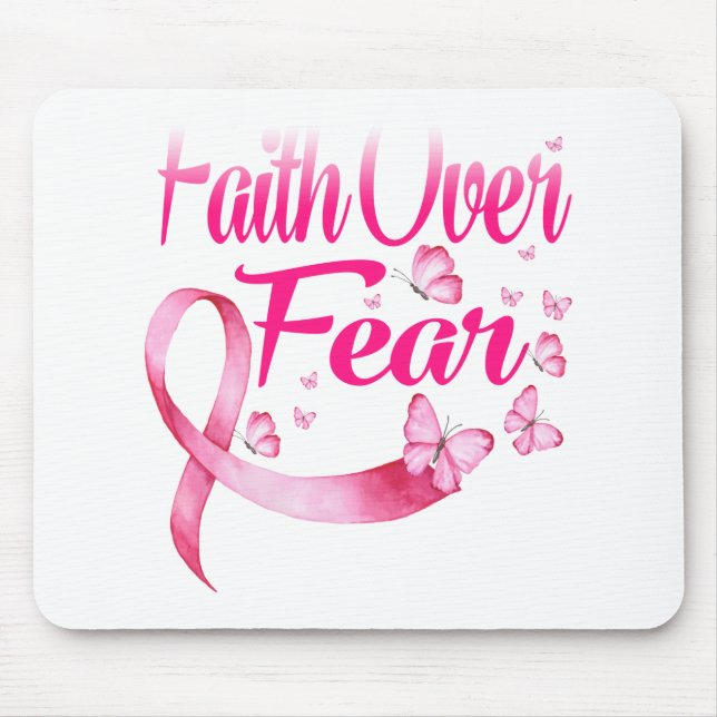 Pink Ribbon Faith Tee Breast Cancer Survivor Mouse Mat (Front)