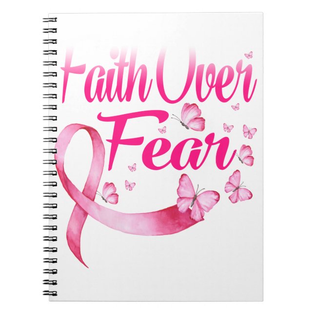 Pink Ribbon Faith Tee Breast Cancer Survivor Notebook (Front)