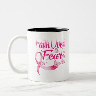 Pink Ribbon Faith Tee Breast Cancer Survivor Two-Tone Coffee Mug