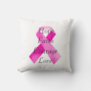 Pink Ribbon Faith Throw Pillow