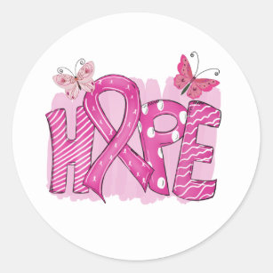 Pink Ribbon Fighter Butterfly Hope Breast Cancer Classic Round Sticker