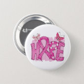 Pink Ribbon Fighter Hope Butterfly Breast Cancer 6 Cm Round Badge (Front & Back)
