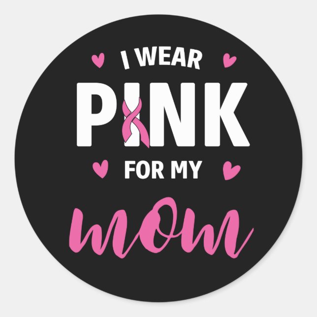 Pink Ribbon Fighter Survivor Mum Breast Cancer Classic Round Sticker (Front)