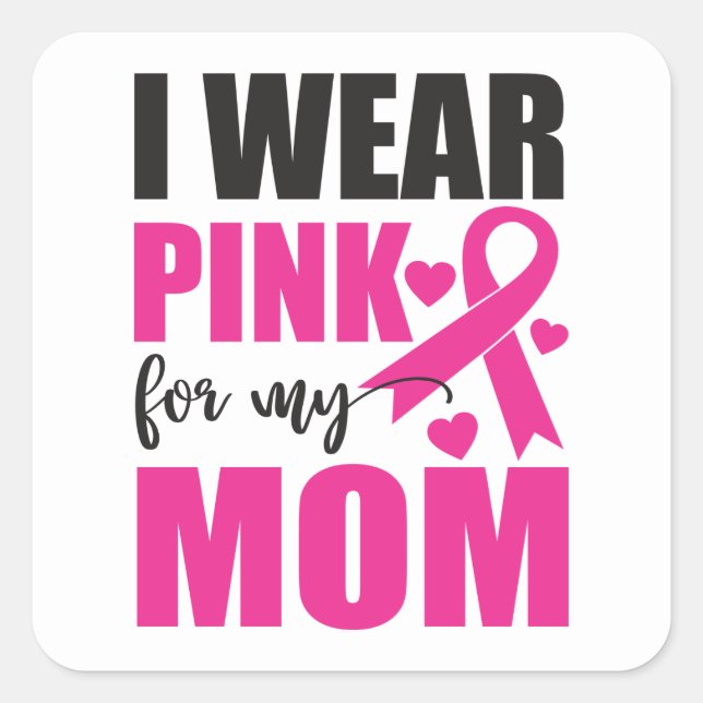 Pink Ribbon Fighter Survivor Mum Breast Cancer Square Sticker (Front)