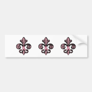 Pink Ribbon Fleur de lis Bumper Sticker