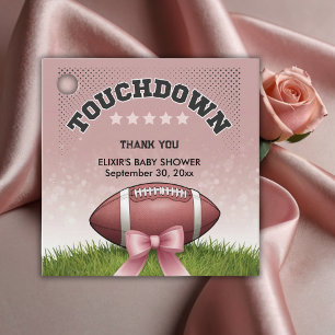 Pink  Ribbon Football Touchdown Baby Shower Favour Tags