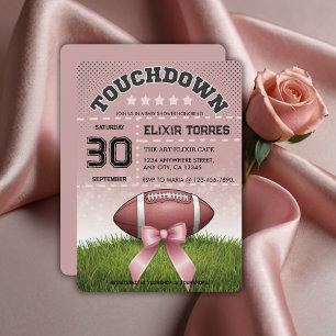 Pink  Ribbon Football Touchdown Baby Shower Invitation