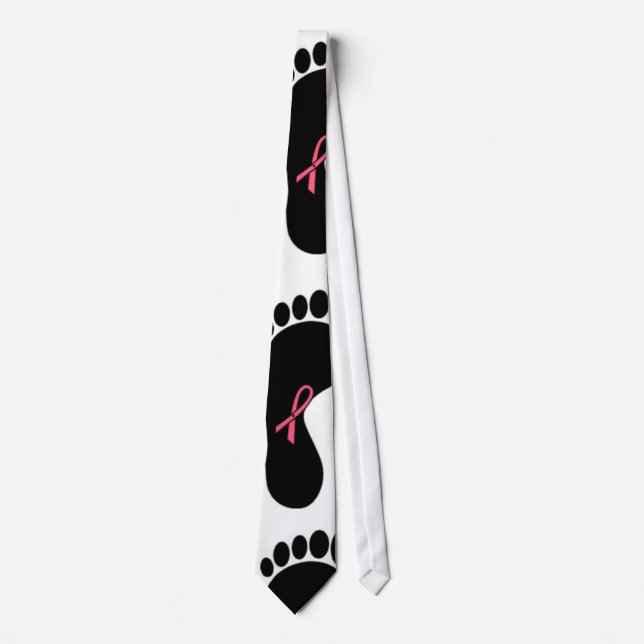 Pink Ribbon Footprint Tie (Front)