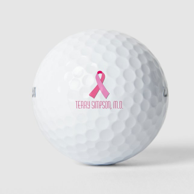 Pink Ribbon for Breast Cancer Awareness Golf Balls (Front)