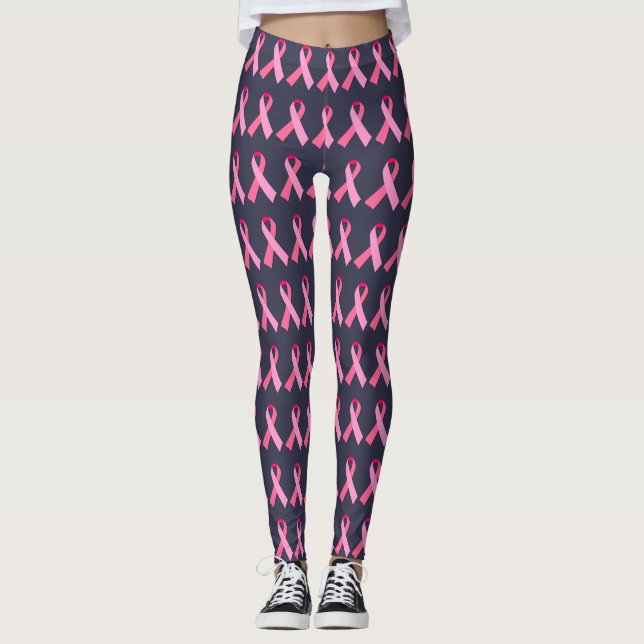 Pink Ribbon for Breast Cancer Awareness Midnight Leggings (Front)
