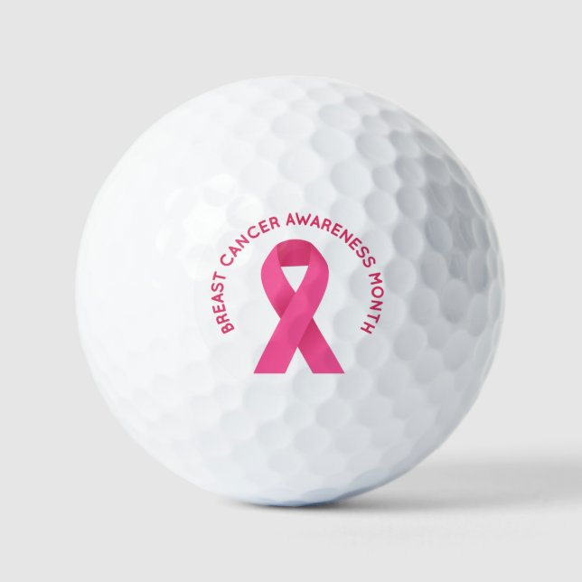 Pink ribbon for Breast Cancer Awareness month Golf Balls (Front)