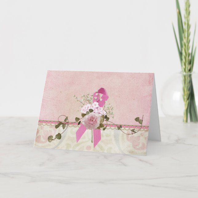Pink Ribbon for Breast Cancer Card (Front)