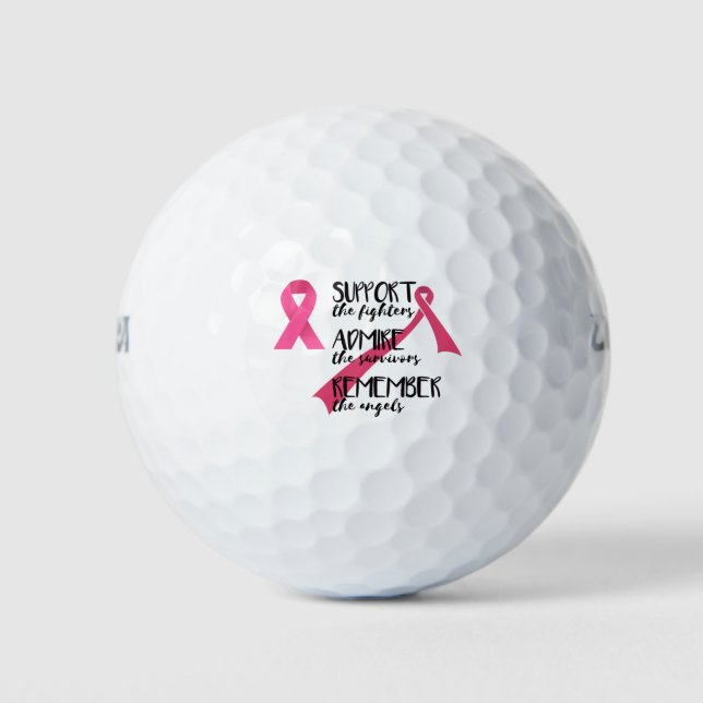 Pink ribbon for Cancer Awareness theme Golf Balls (Front)