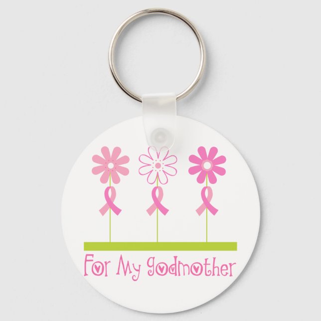 Pink Ribbon For My Godmother Key Ring (Front)