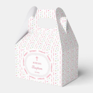 Pink Ribbon Frame Floral Gable Favour Boxes