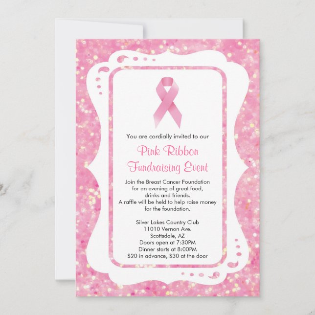 Pink Ribbon Fundraising Event Invitation (Front)