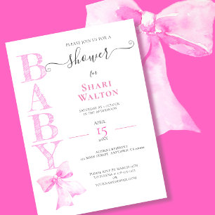 PINK RIBBON GIRL BABY SHOWER Invitation