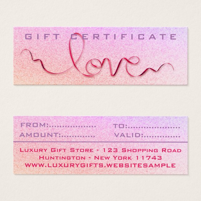 Pink Ribbon & Glitter Love Sparkle Cute Girly Gift (Front & Back)