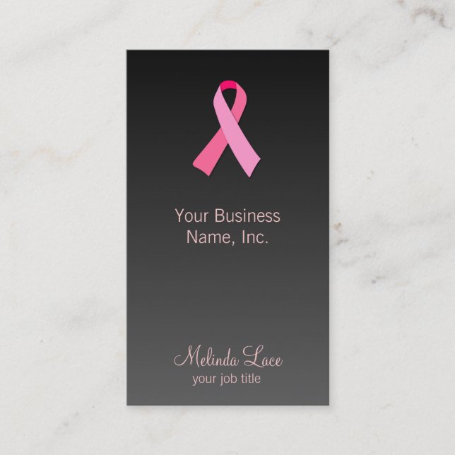 Pink Ribbon Gradient Background Business Card (Front)