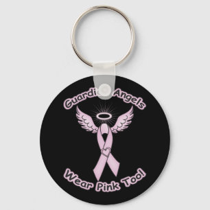 Pink Ribbon Guardian Angel Key Ring