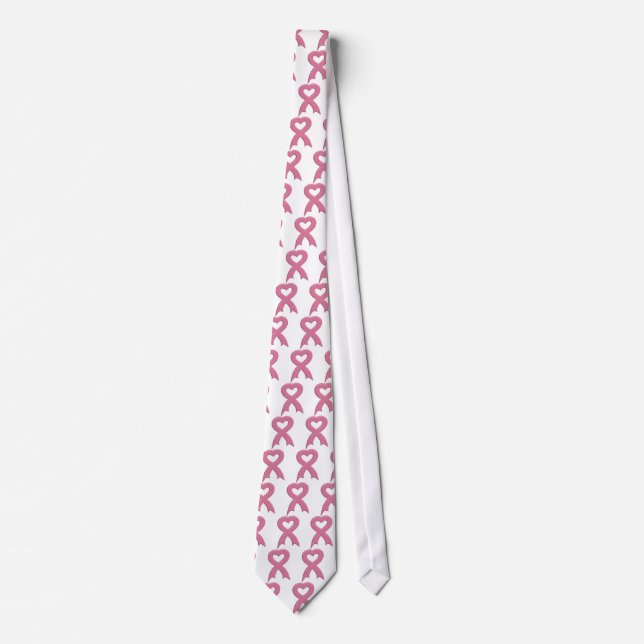 Pink-Ribbon-Heart-3D Tie (Front)