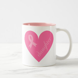 Pink Ribbon Heart Daughter Two-Tone Coffee Mug