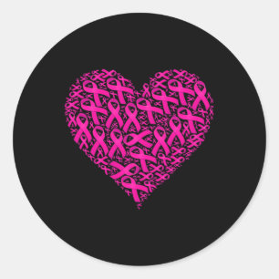 Pink Ribbon Heart Love Breast Cancer Awareness Classic Round Sticker