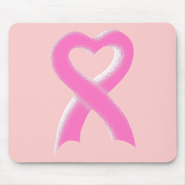 Pink Ribbon Heart Mouse Mat (Front)