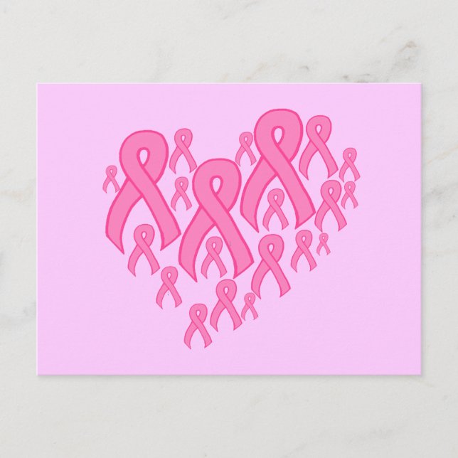 Pink Ribbon Heart Postcard (Front)