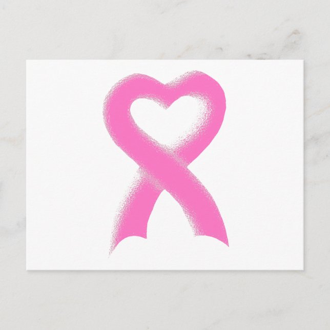 Pink Ribbon Heart Postcard (Front)