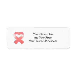 Pink Ribbon Heart Return Address Labels