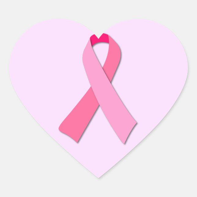 Pink Ribbon Heart Sticker (Front)