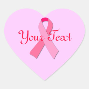 Pink Ribbon Heart Sticker