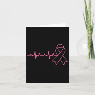 Pink Ribbon Heartbeat Cute Breast Cancer Awareness Card