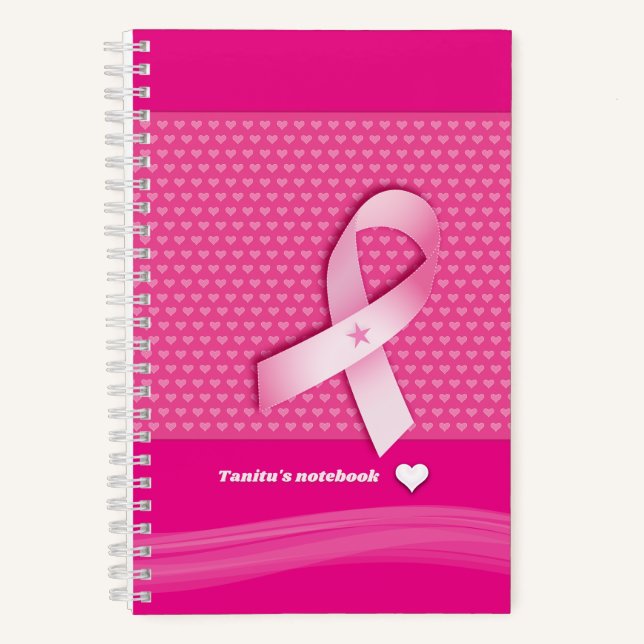 Pink Ribbon Hearts Breast Cancer Awareness Journal (Front)