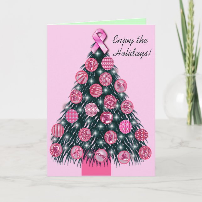 Pink Ribbon Holiday greeting card (Front)