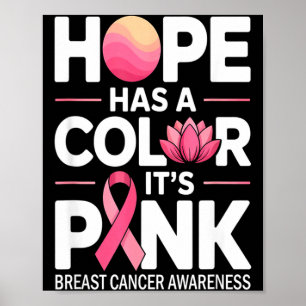 Pink ribbon hope and breast cancer support breast poster