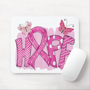 Pink Ribbon Hope Fighter Warrior Breast Cancer Mouse Mat