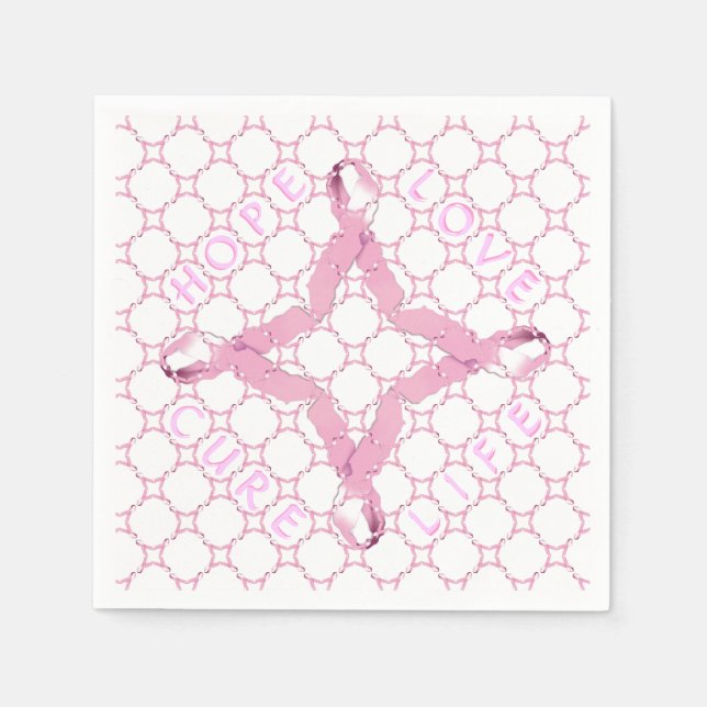 Pink Ribbon HOPE LOVE CURE LIFE Napkin (Front)