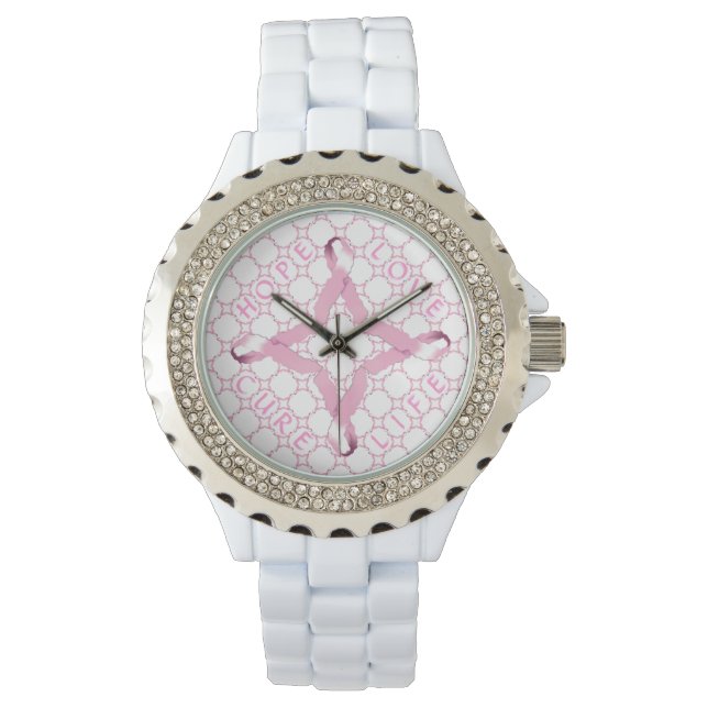 Pink Ribbon HOPE LOVE CURE LIFE Watch (Front)