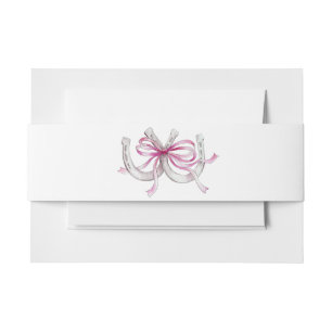 Pink ribbon Horseshoe Wedding Rustic Equestrian Invitation Belly Band