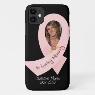 Pink Ribbon In Memory Of Photo Template iPhone 11 Case