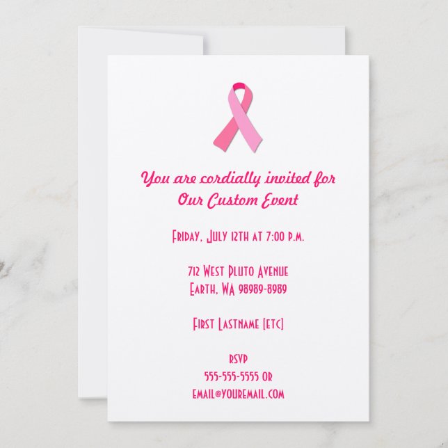 Pink Ribbon Invitation (Front)