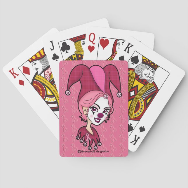 Pink Ribbon Jester Playing Cards (Back)