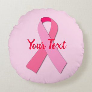 Pink Ribbon Keychain Round Cushion