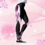 Pink Ribbon Ladies Personalise Black Leggings<br><div class="desc">Leggings Pink Ribbon People at Ankle Personalise Breast Cancer Survivor</div>