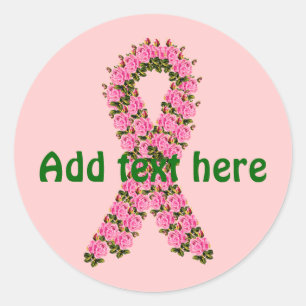 Pink Ribbon Made of Pink Roses Classic Round Sticker