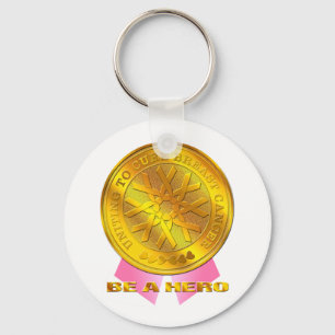 PINK RIBBON MEDAL KEY RING