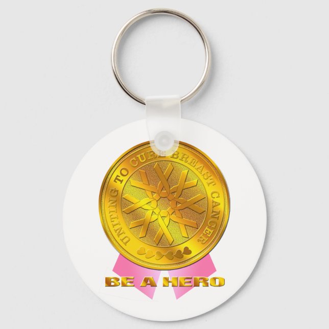 PINK RIBBON MEDAL KEY RING (Front)